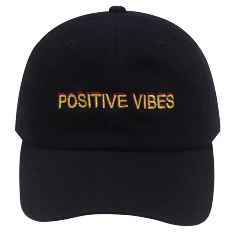 Unisex Fashion Positive Vibes embroidery Dad Hat 100% cotton adjustable New black baseball cap summer spring hip hop hats