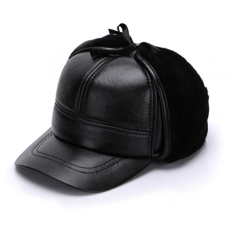 Adult Winter Leather Hat  Ear Protection